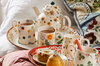 Breakfast in bed tray featuring mugs and teapot from Emma Bridgewater