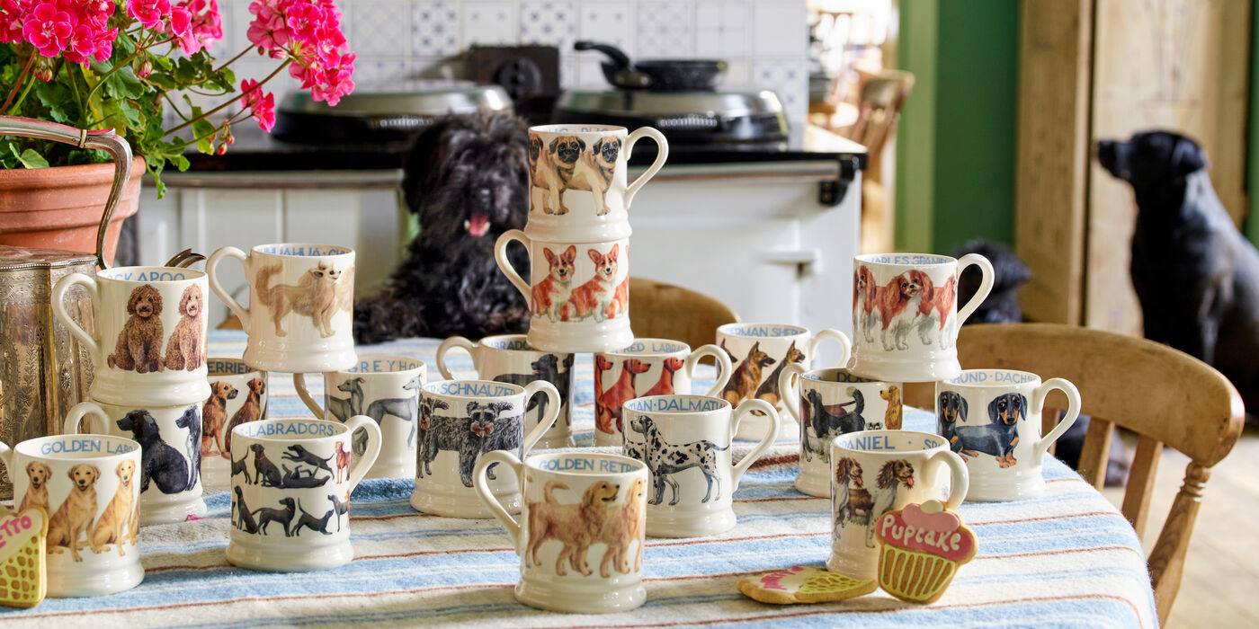 Dog Mugs & Dog Pattern Pottery