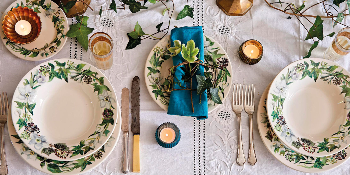 Ivy Patterned Ceramic Pottery