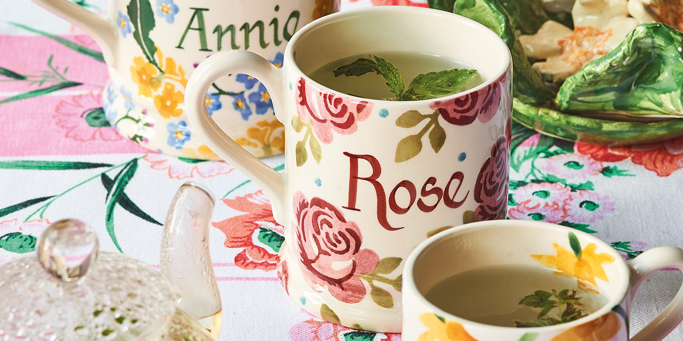 Personalised Pink Rose Mugs & Dinnerware