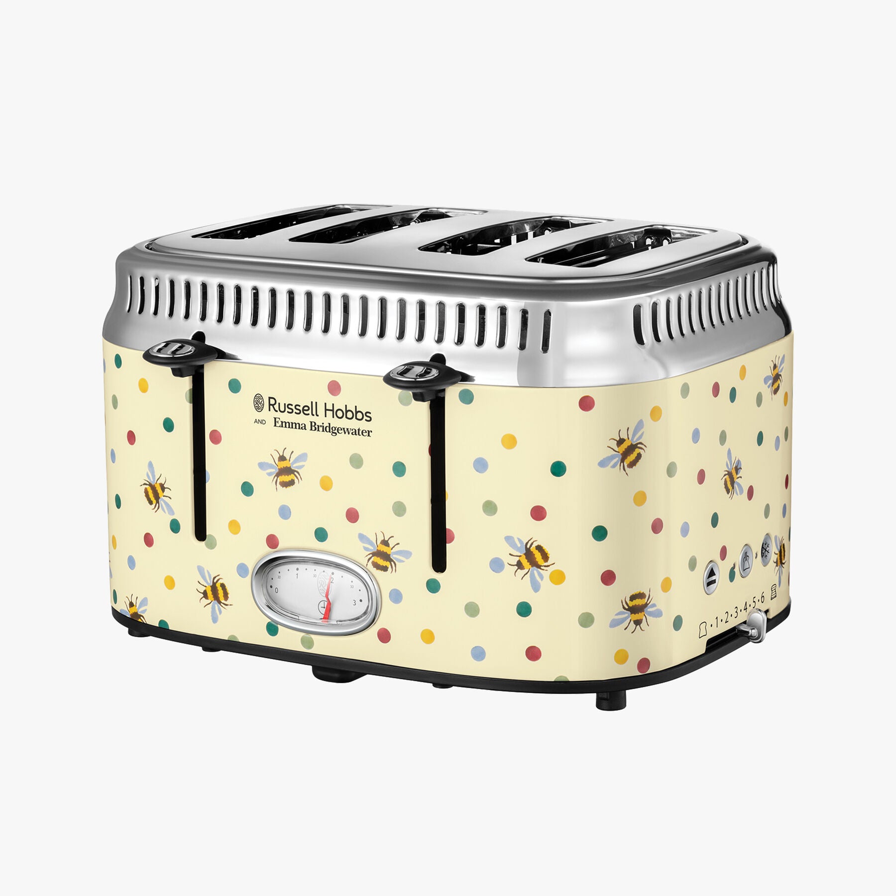 Russell Hobbs Bumblebee & Small Polka Dot Retro 4 Slice Toaster