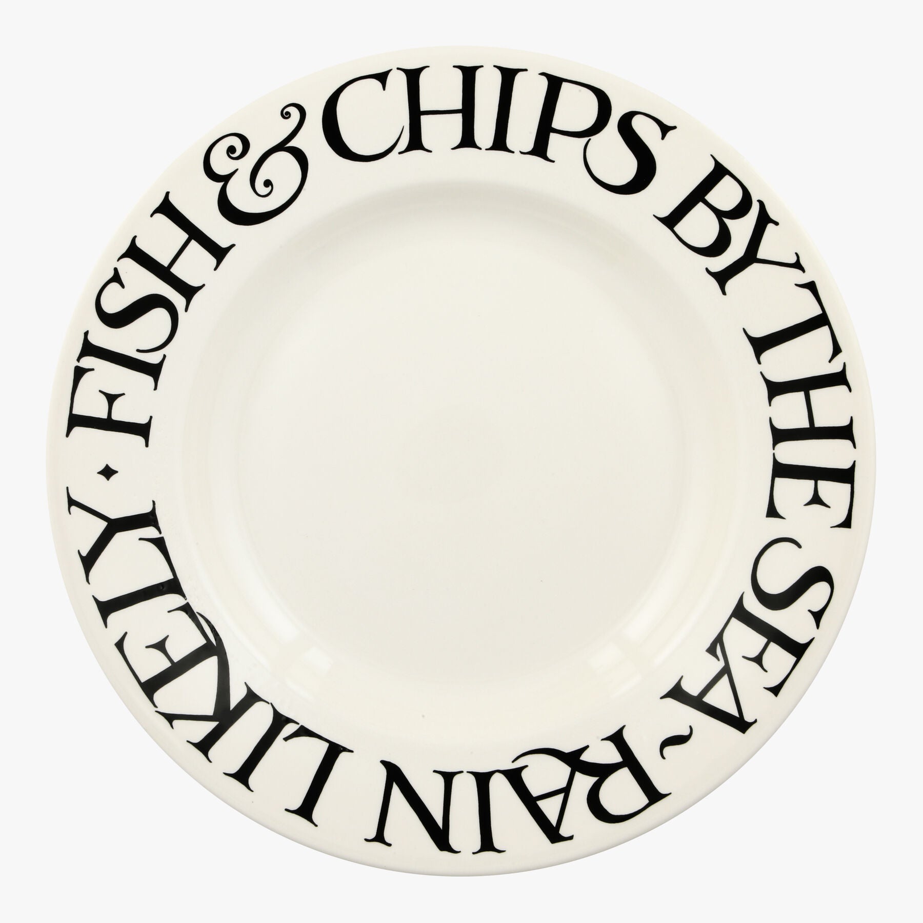 Seconds Black Toast Fish & Chips 10 1/2 Inch Plate