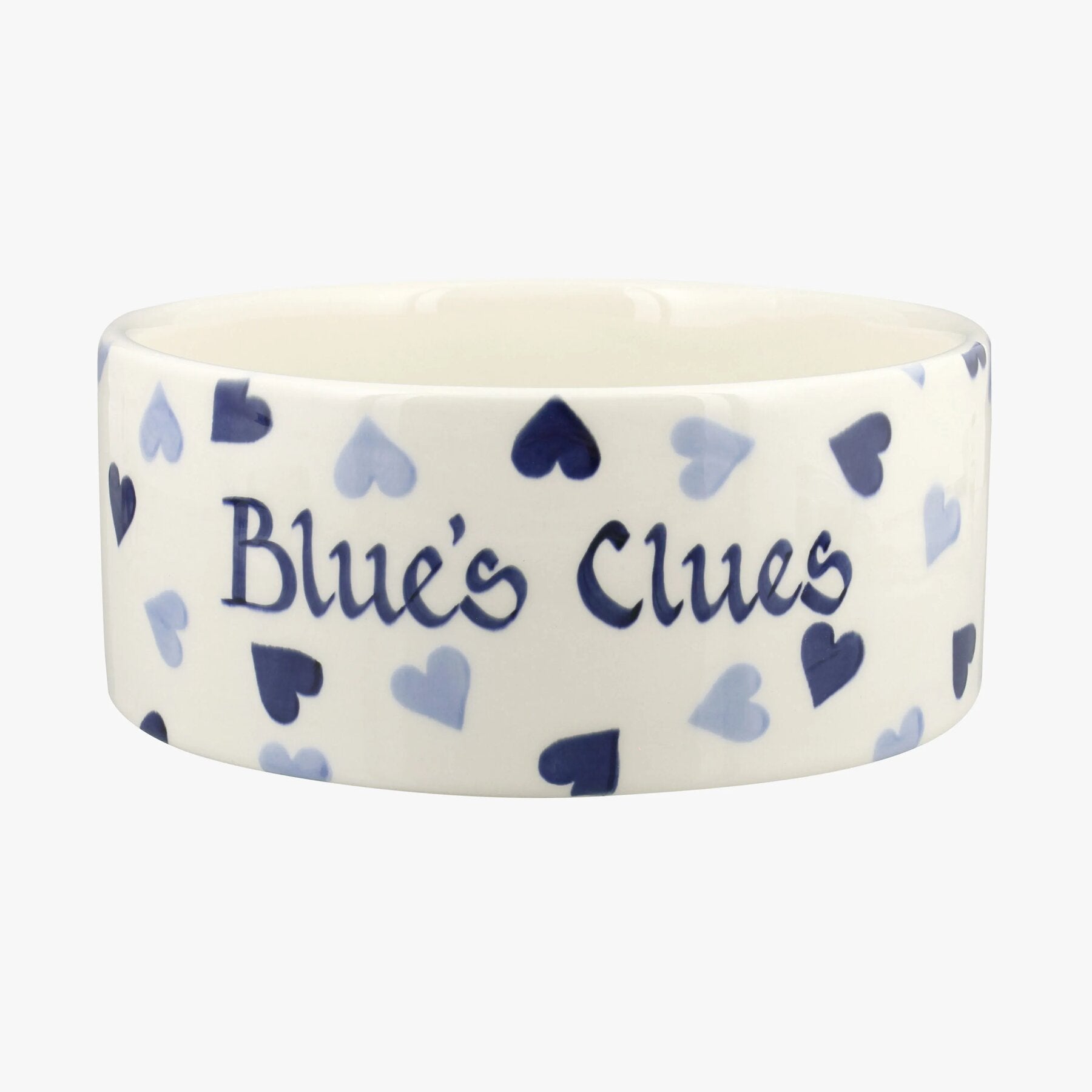 Personalised Blue Hearts Large Pet Bowl