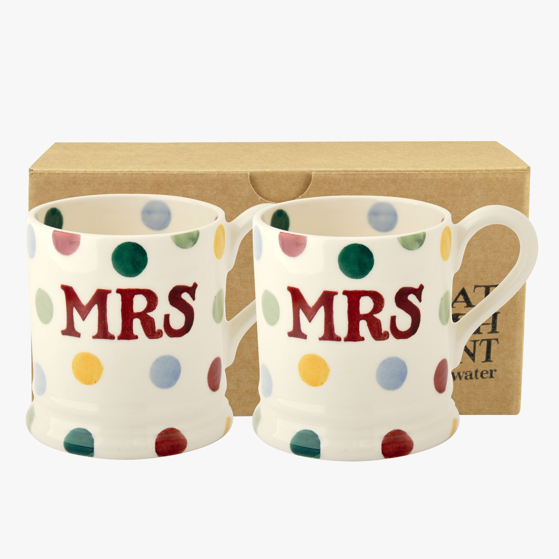 Polka Dot 'Mrs & Mrs' Set of 2 1/2 Pint Mugs Boxed