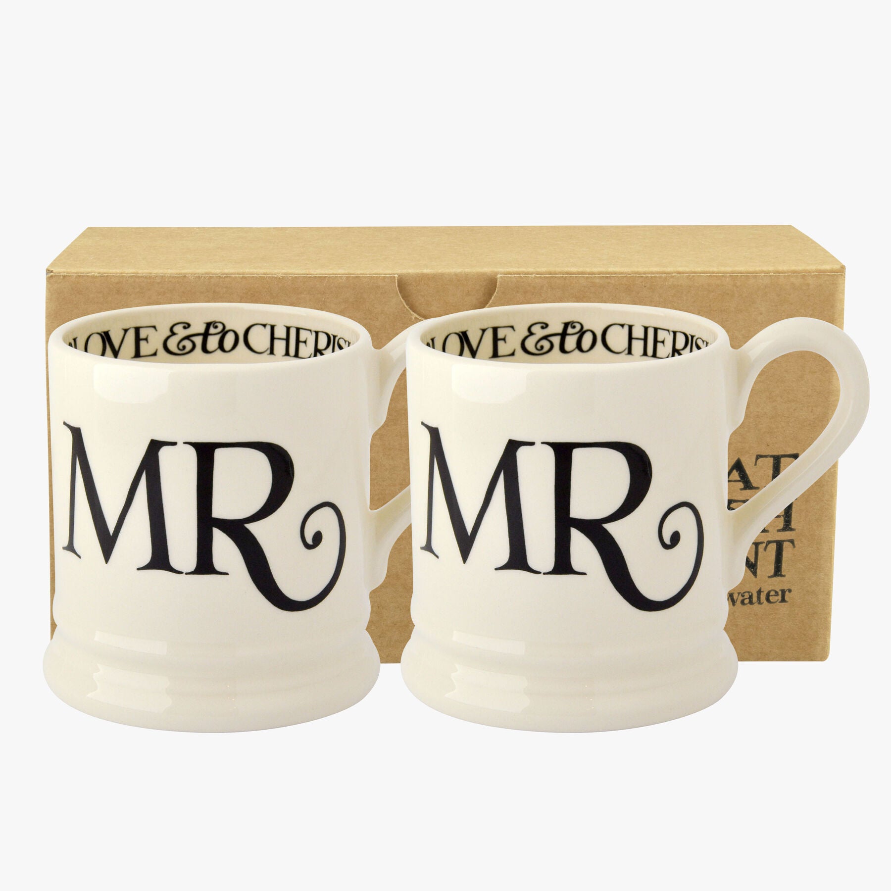 Black Toast 'Mr & Mr' Set of 2 1/2 Pint Mugs Boxed