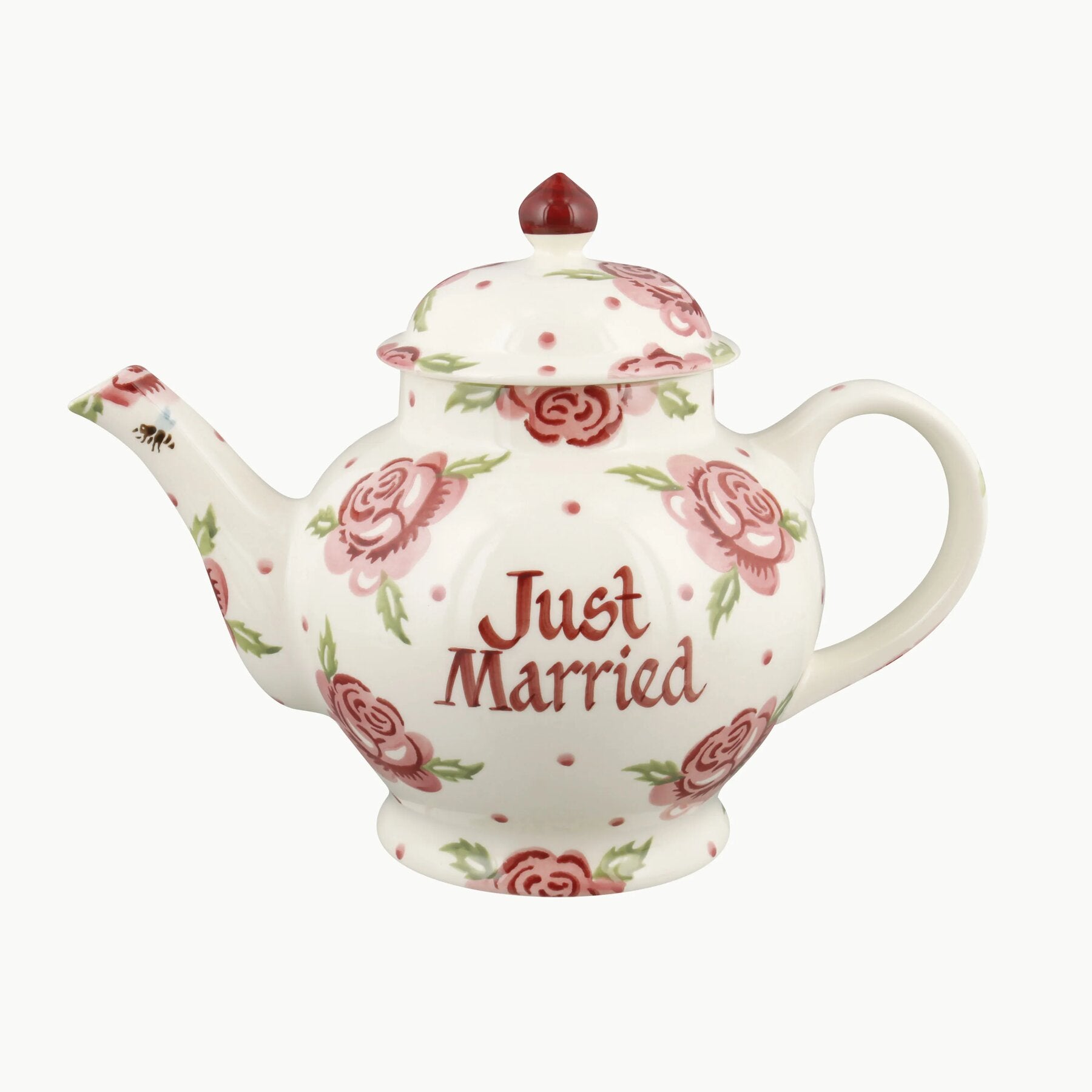 Personalised Rose & Bee 4 Mug Teapot