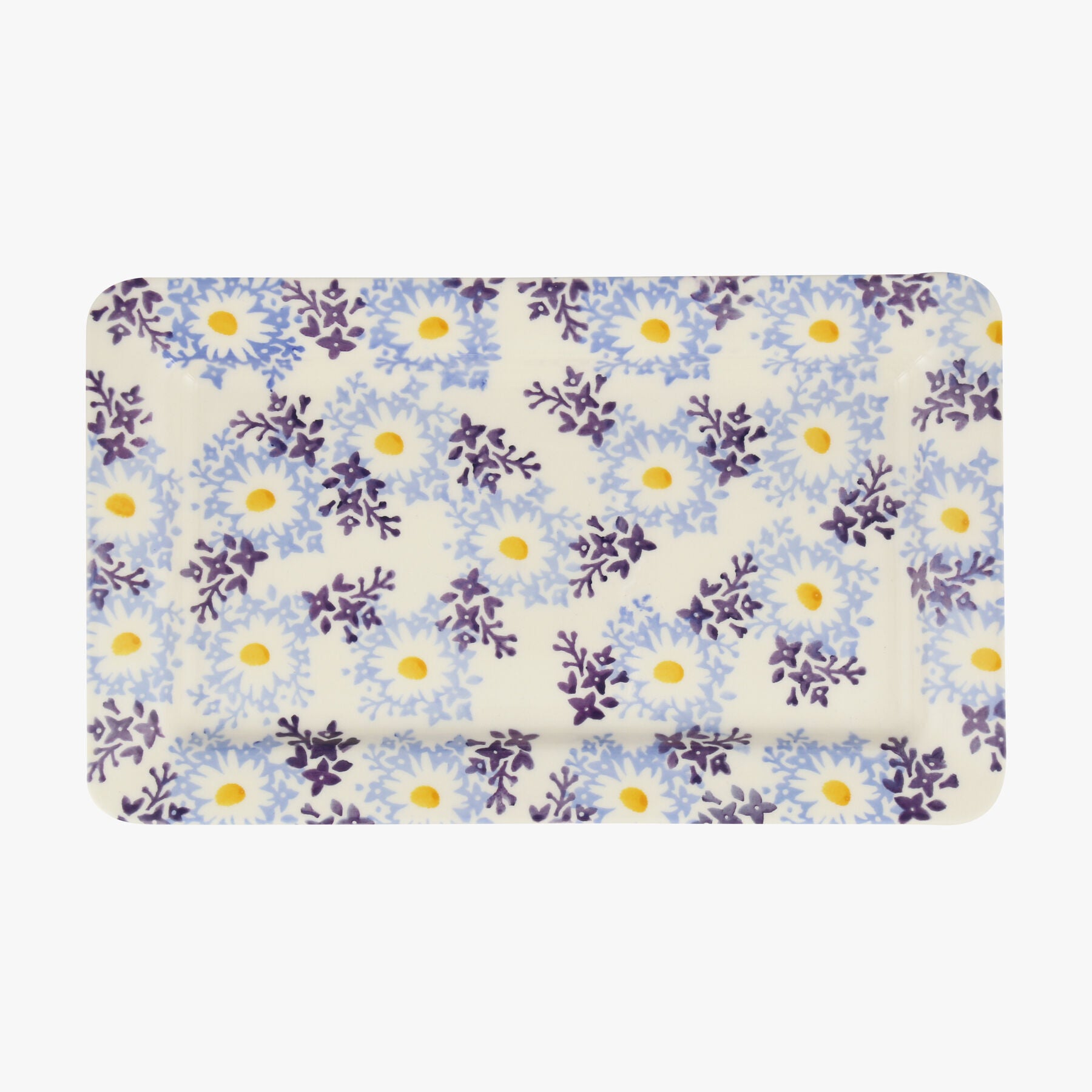 Blue Daisy Fields Medium Oblong Plate