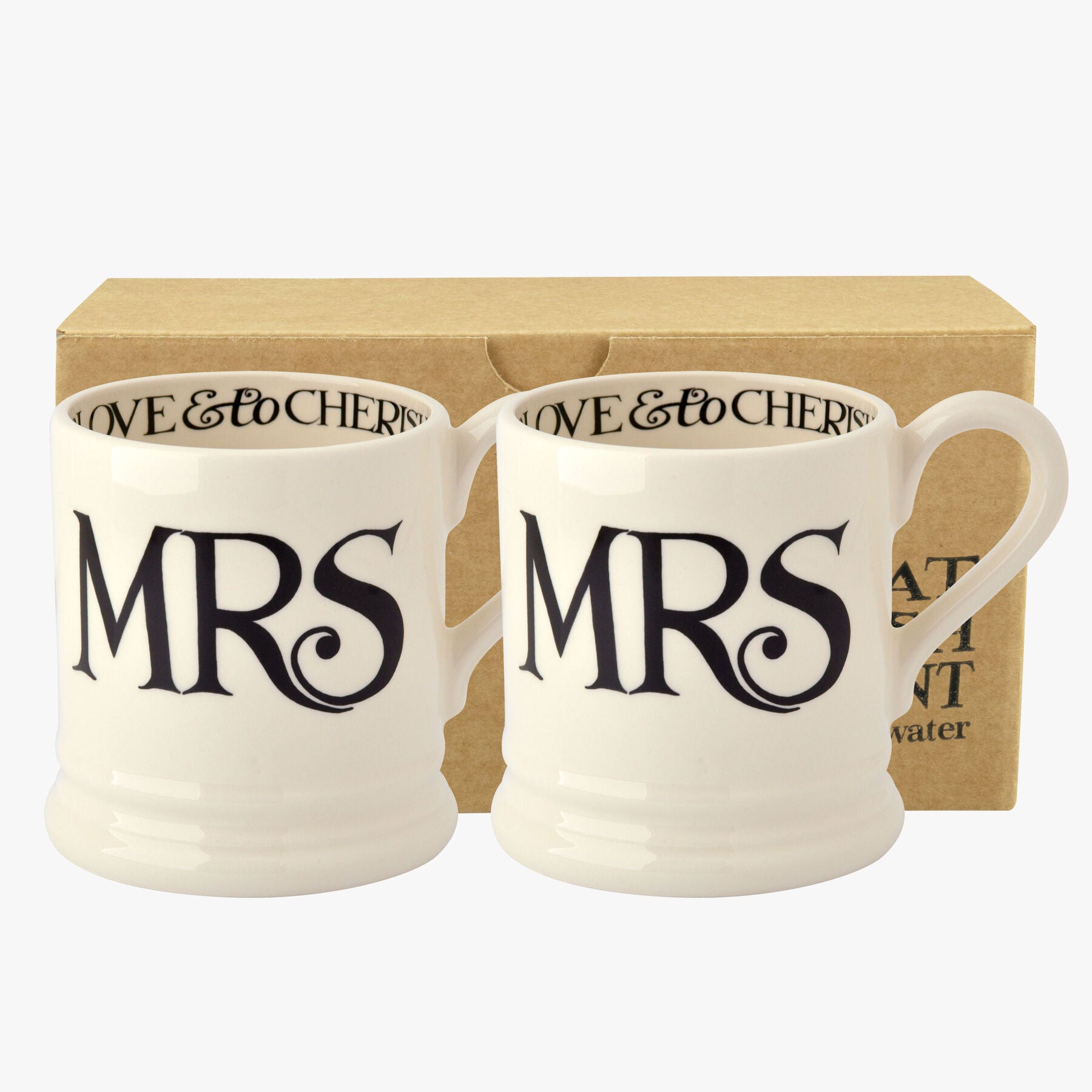 Black Toast 'Mrs & Mrs' Set of 2 1/2 Pint Mugs Boxed