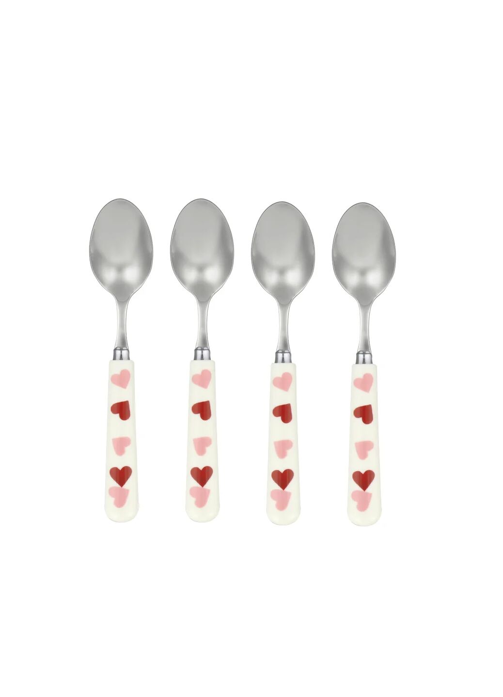 Pink Hearts Set Of 4 Teaspoons