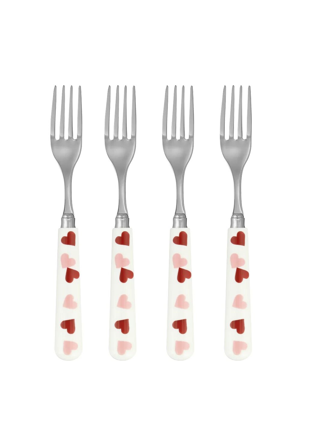 Pink Hearts Set Of 4 Forks