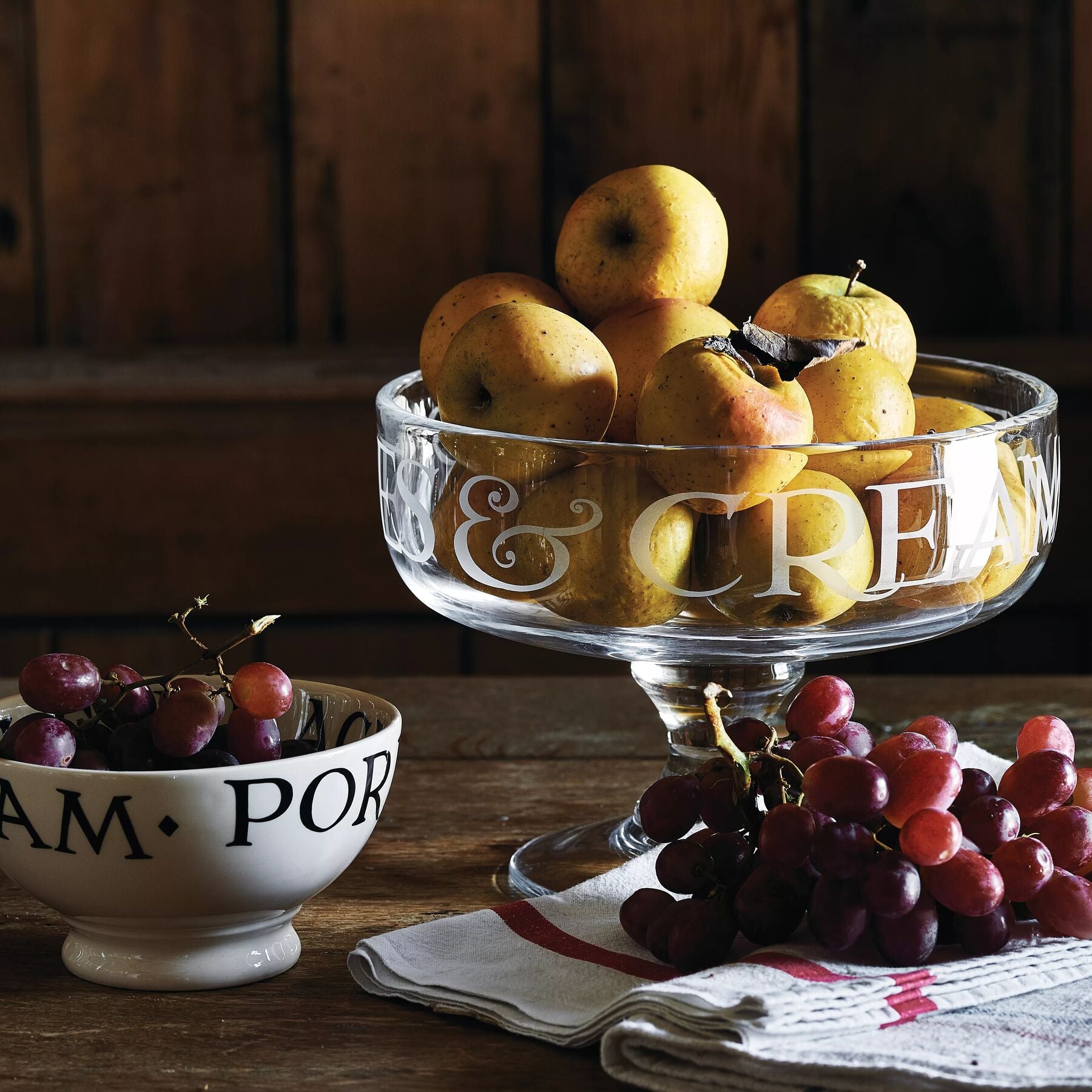 Black Toast Small Glass Trifle Bowl