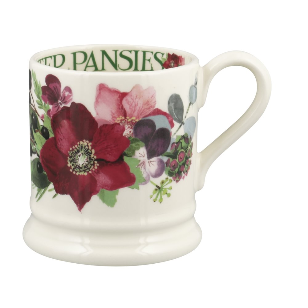 Hellebore & Winter Pansies 1/2 Pint Mug