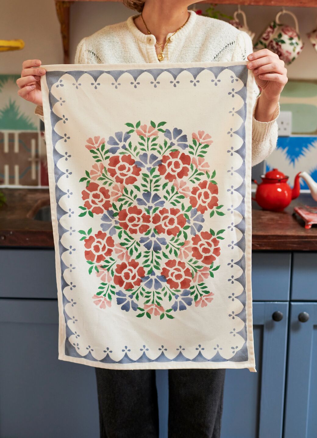 Antique Roses Tea Towel