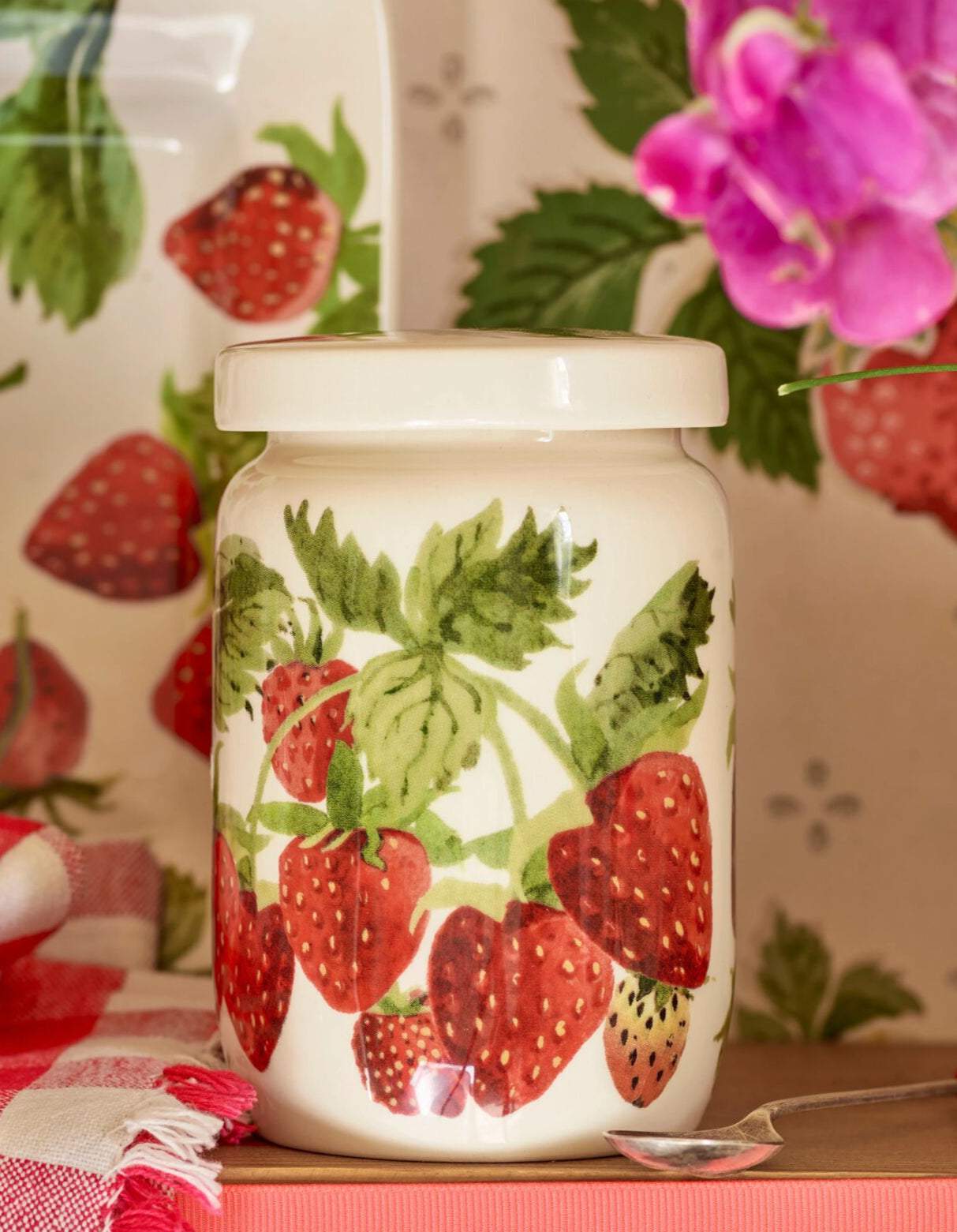 Strawberries Medium Jam Jar With Lid