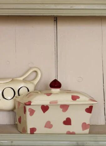 Pink Hearts Small Butter Dish