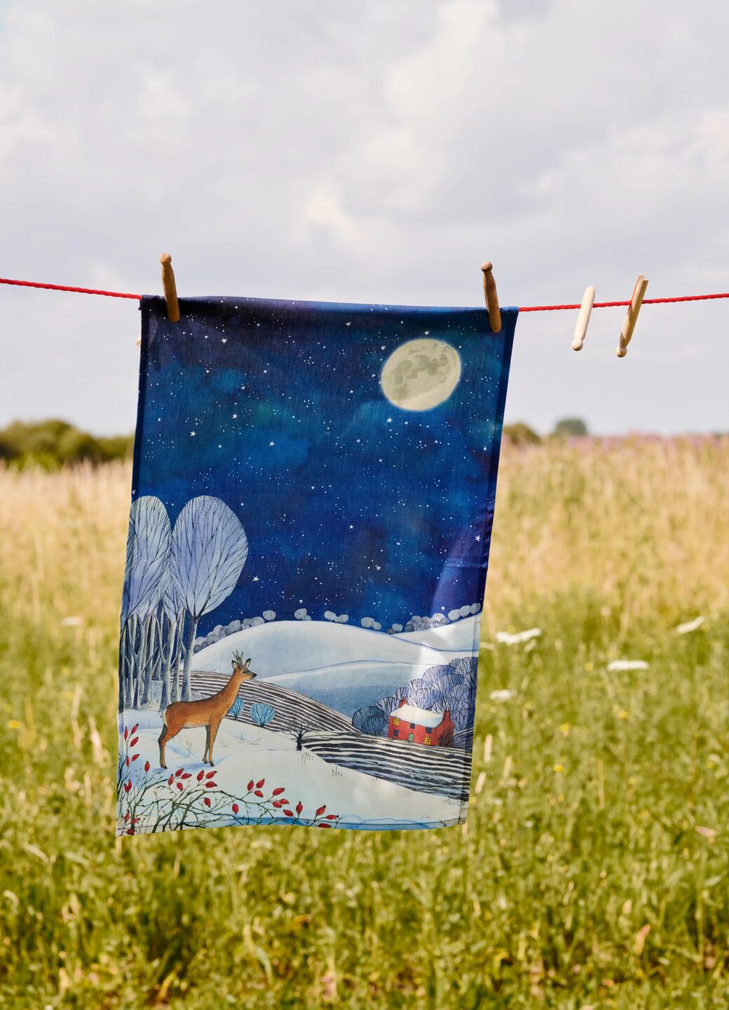 Midnight Deer Tea Towel