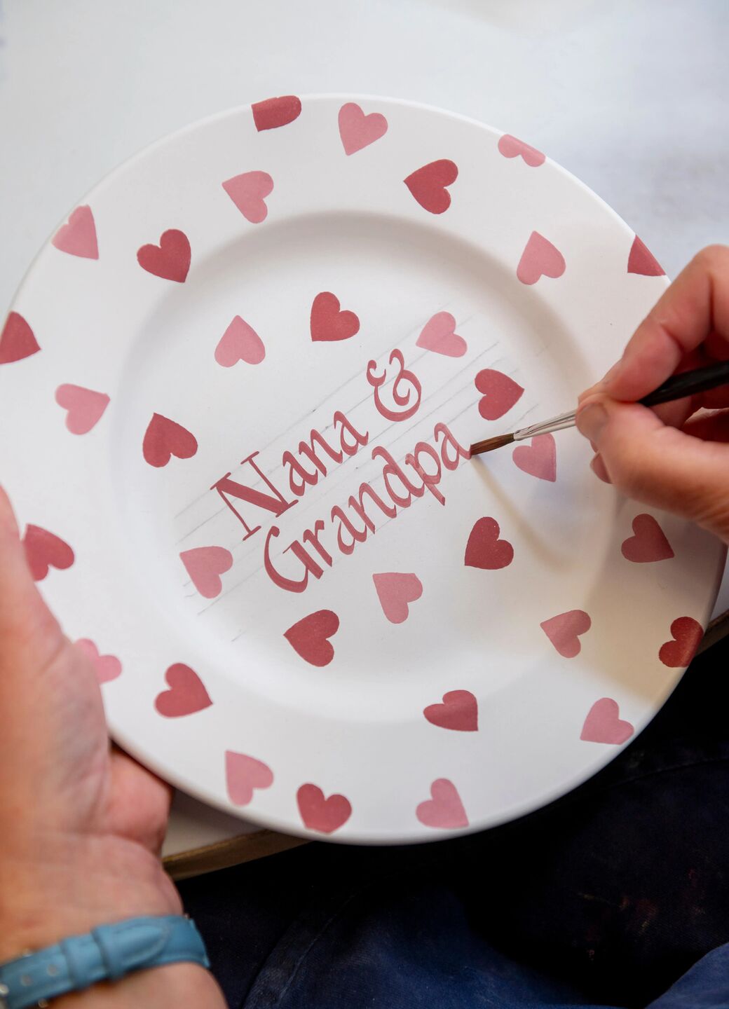 Personalised Pink Hearts 8 1/2" Plate