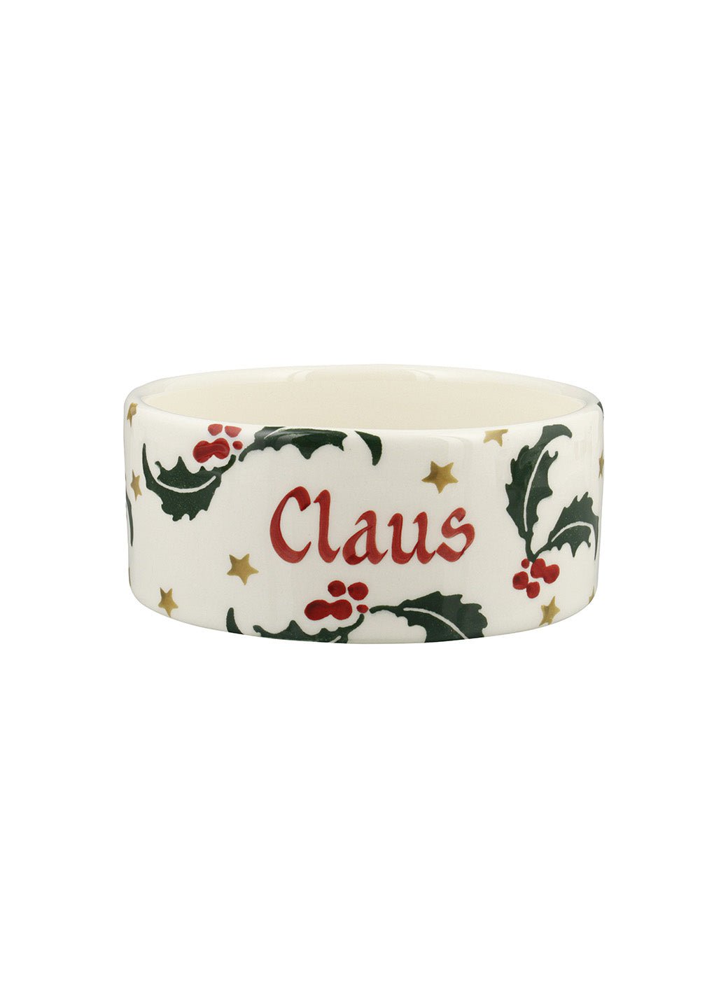 Personalised Christmas Holly With Star Small Pet Bowl