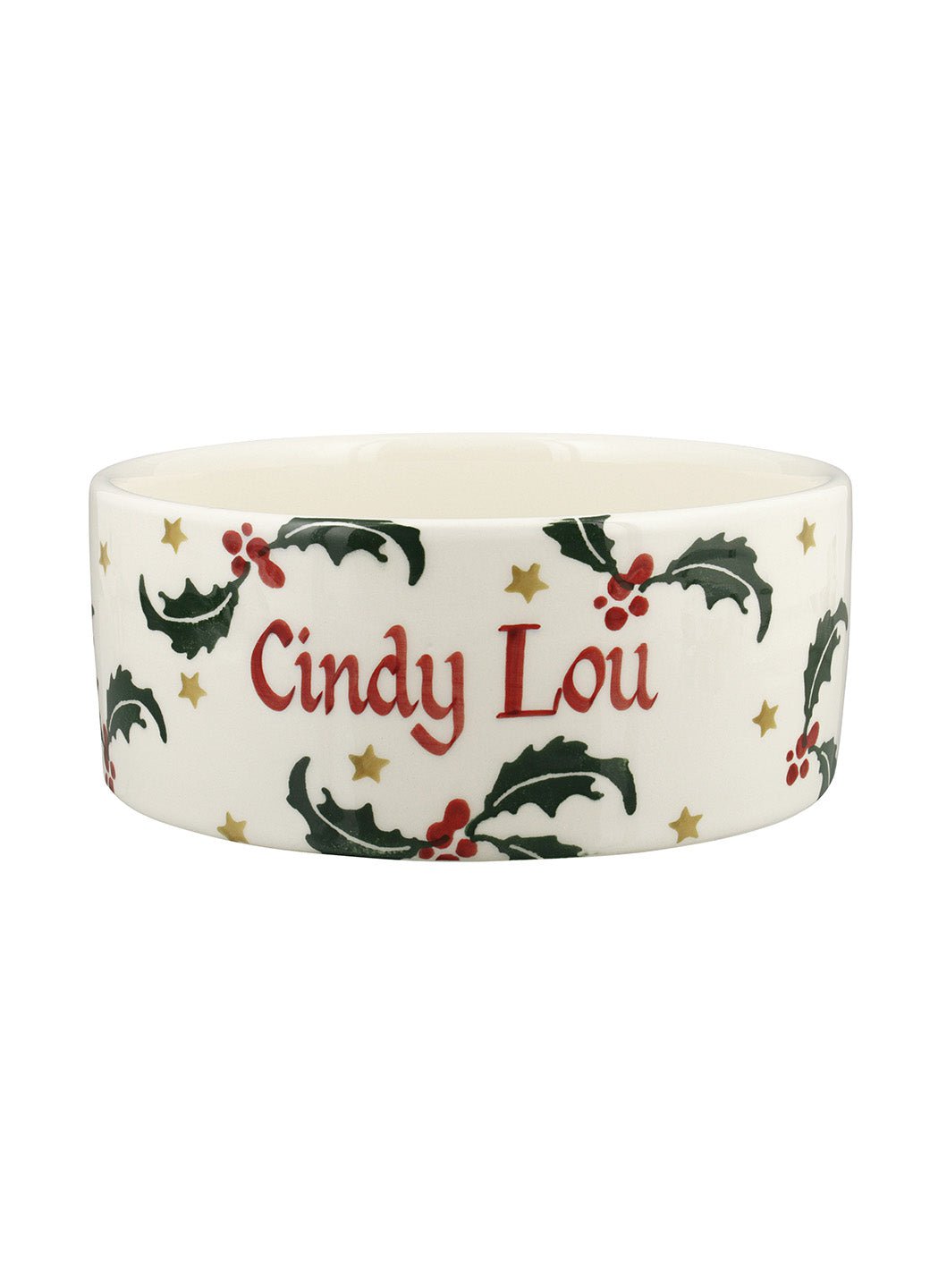 Personalised Christmas Holly With Star Large Pet Bowl