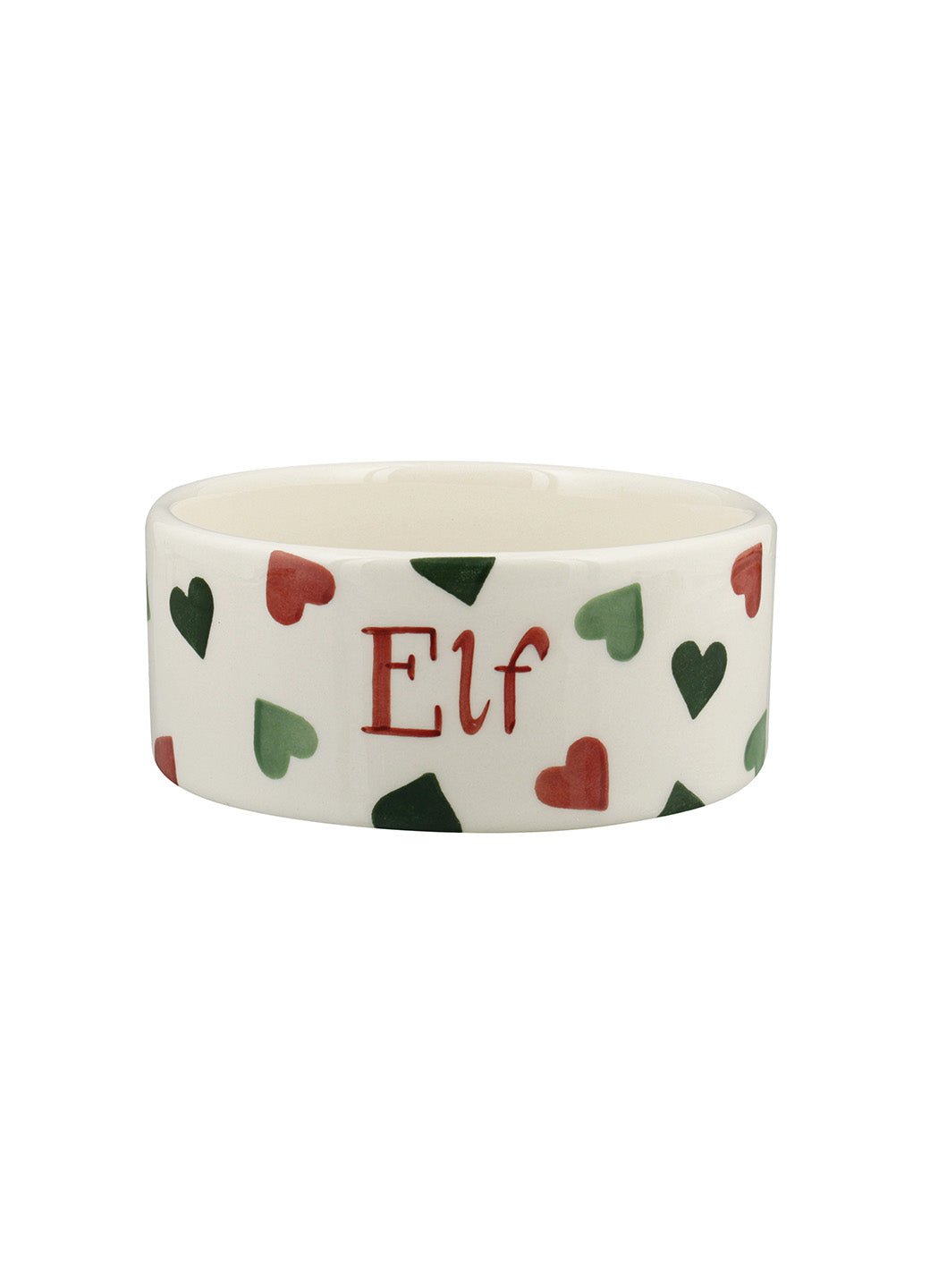 Personalised Red & Green Hearts Small Pet Bowl