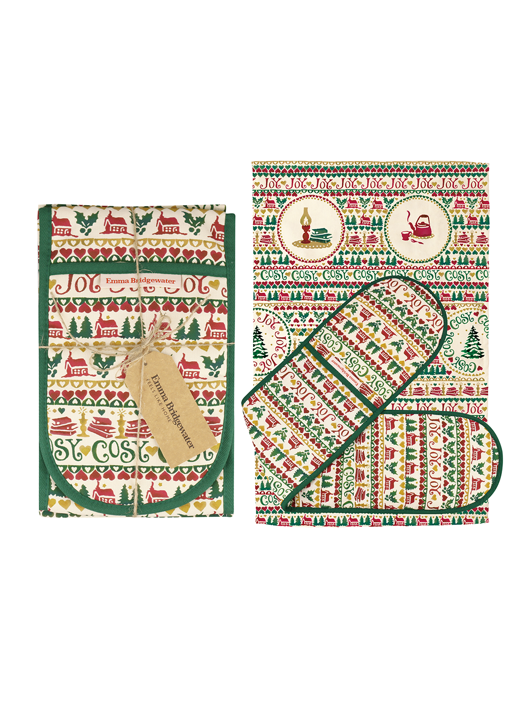 Christmas Joy Double Oven Glove & Tea Towel Set