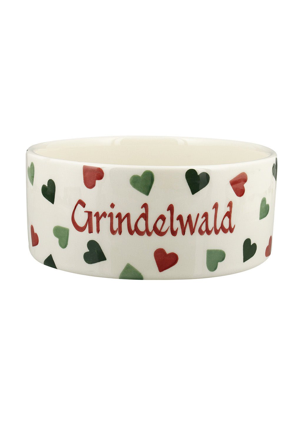 Personalised Red & Green Hearts Large Pet Bowl