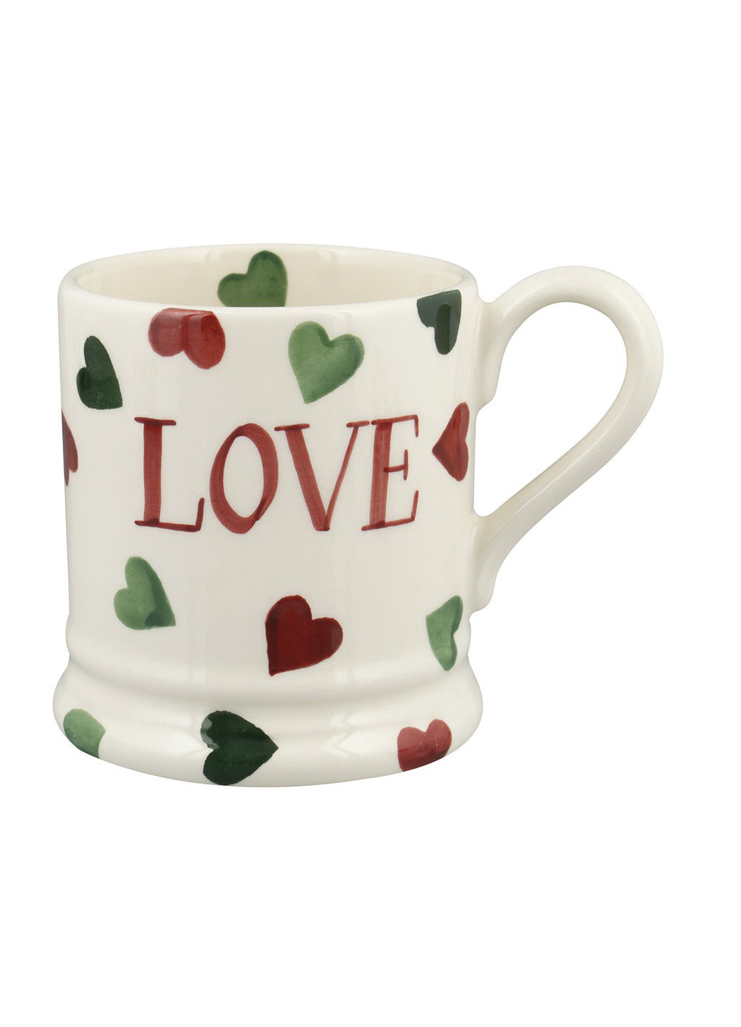 Personalised Red & Green Hearts 1/2 Pint Mug