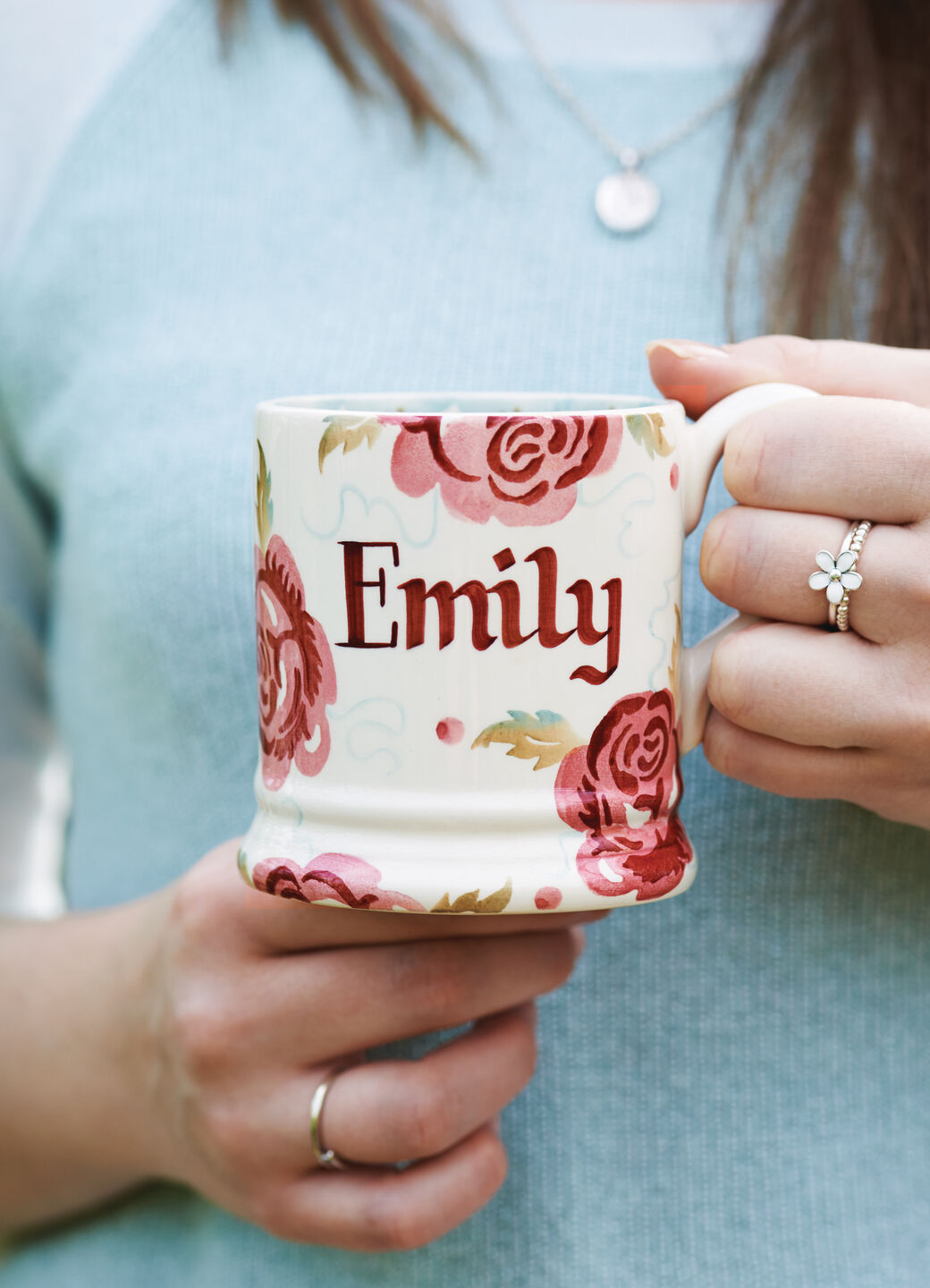 Personalised Rose & Bee 1/2 Pint Mug