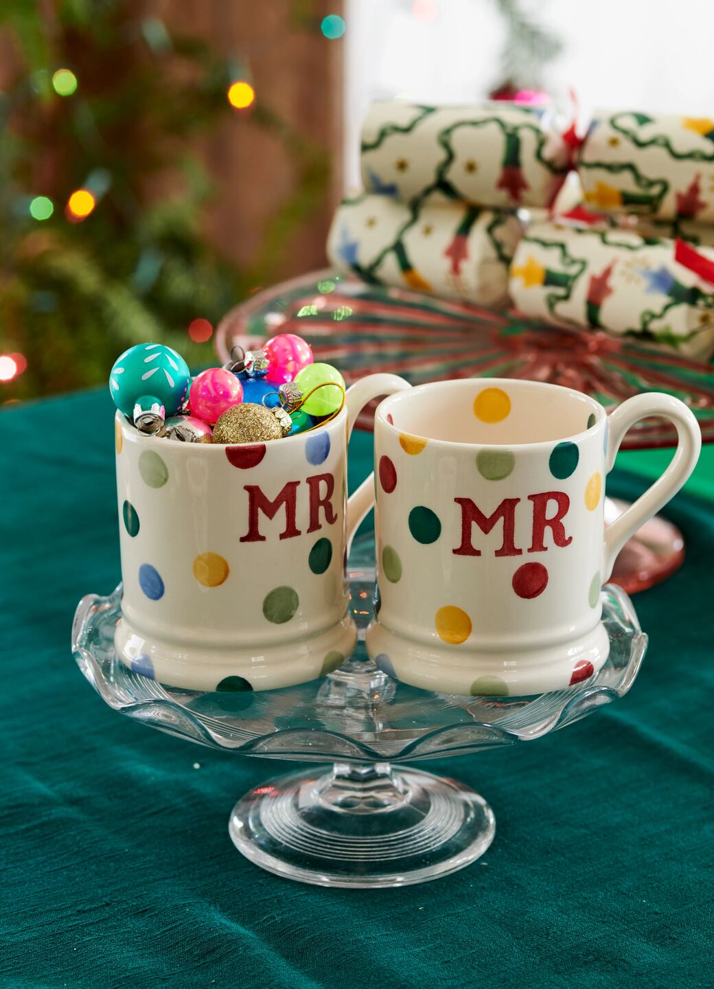 Polka Dot 'Mr & Mr' Set of 2 1/2 Pint Mugs Boxed