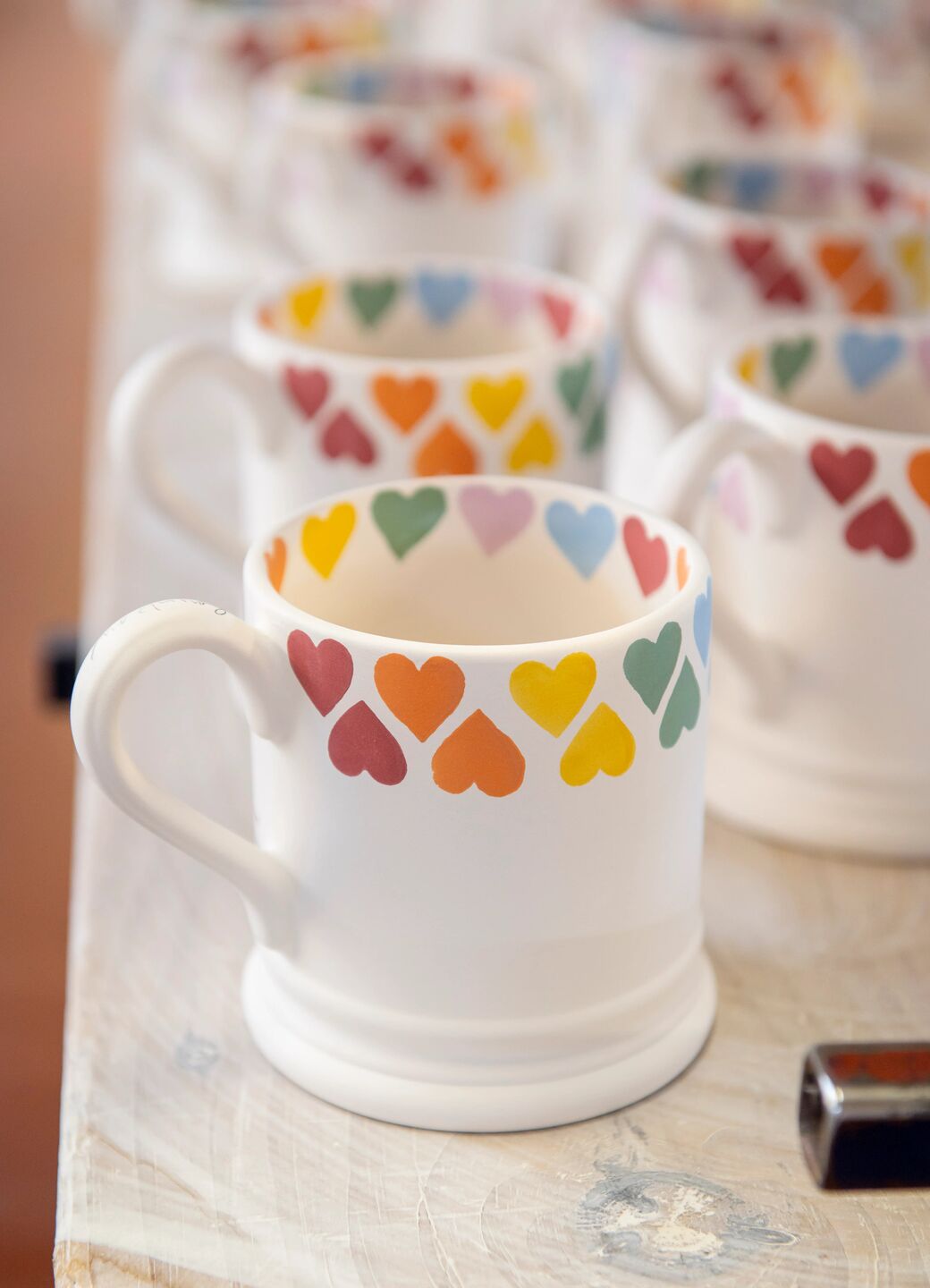 Personalised Rainbow Hearts 1/2 Pint Mug