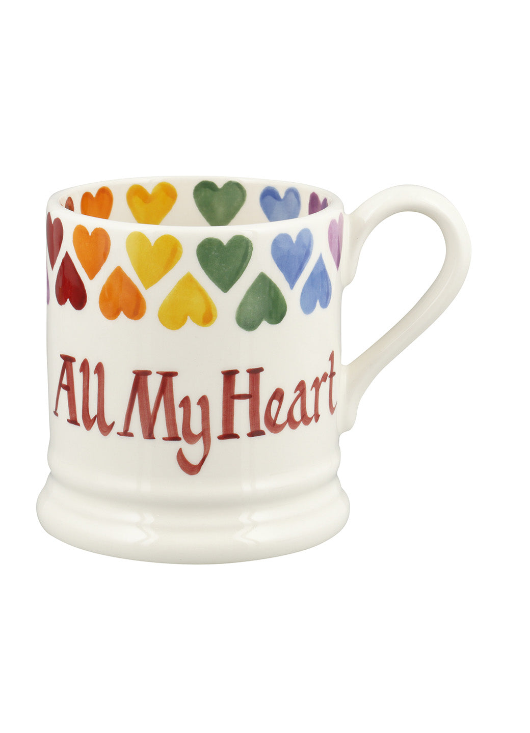 Personalised Rainbow Hearts 1/2 Pint Mug