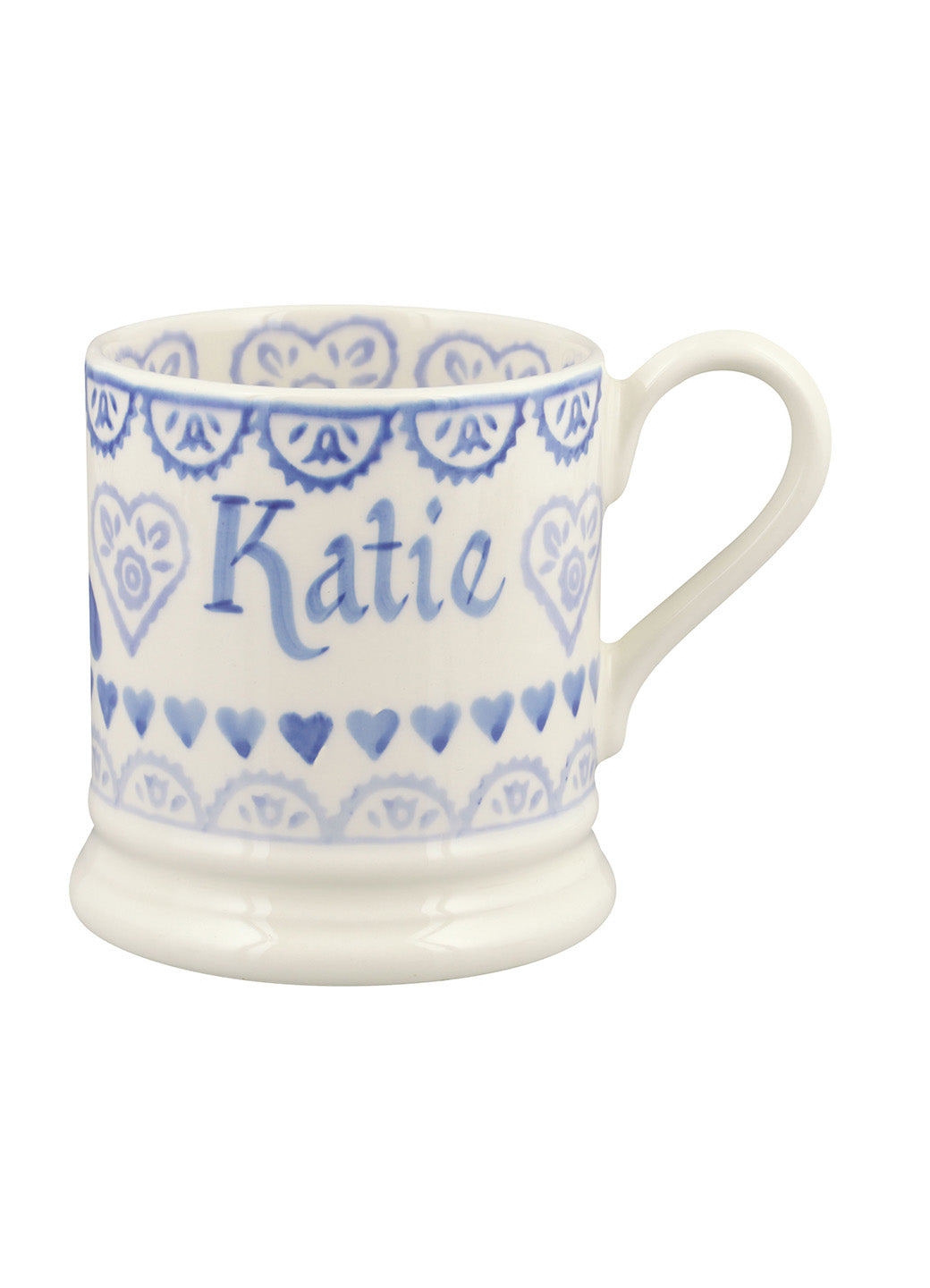 Personalised Blue Sampler 1/2 Pint Mug