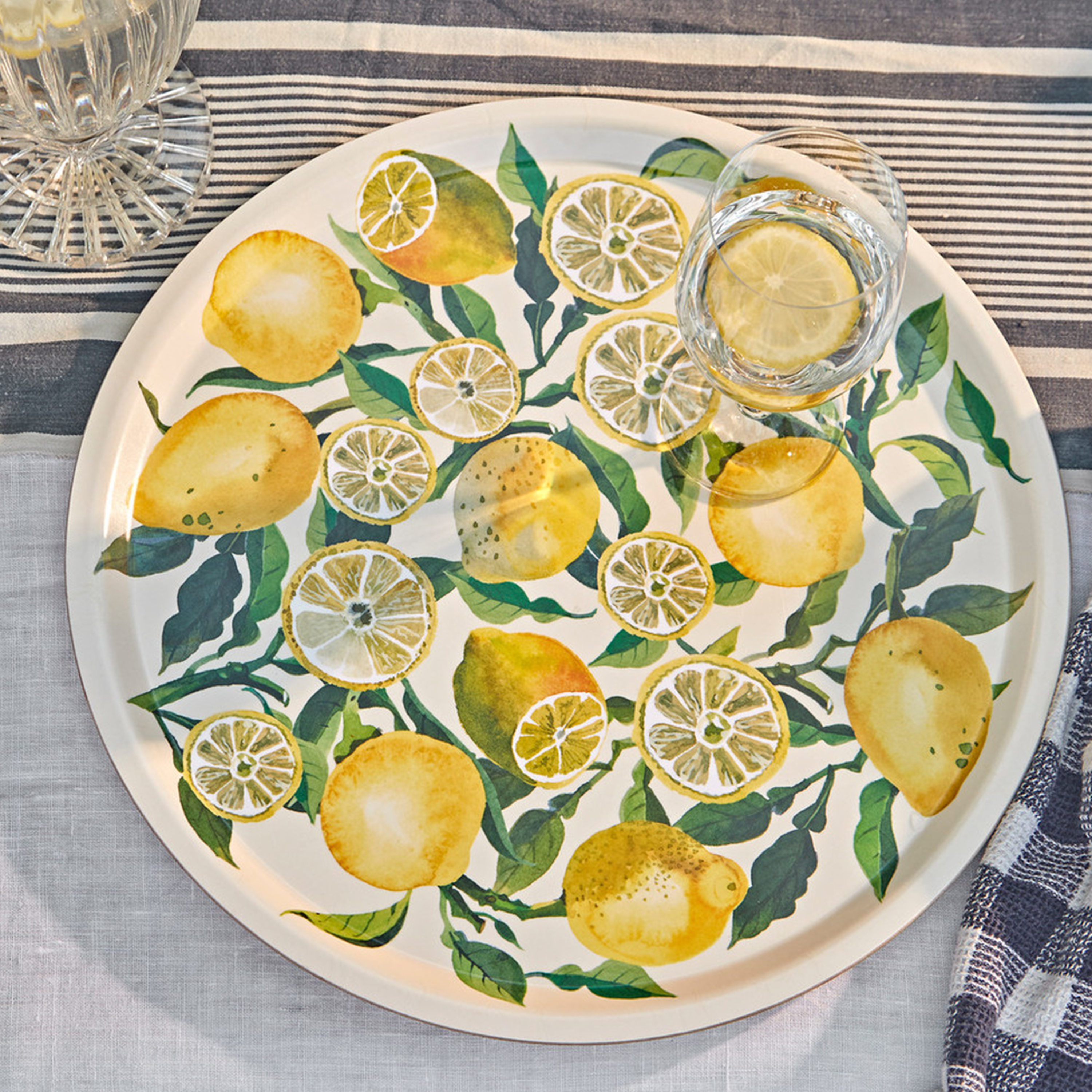 Vegetable Garden Lemons Round Birch Tray