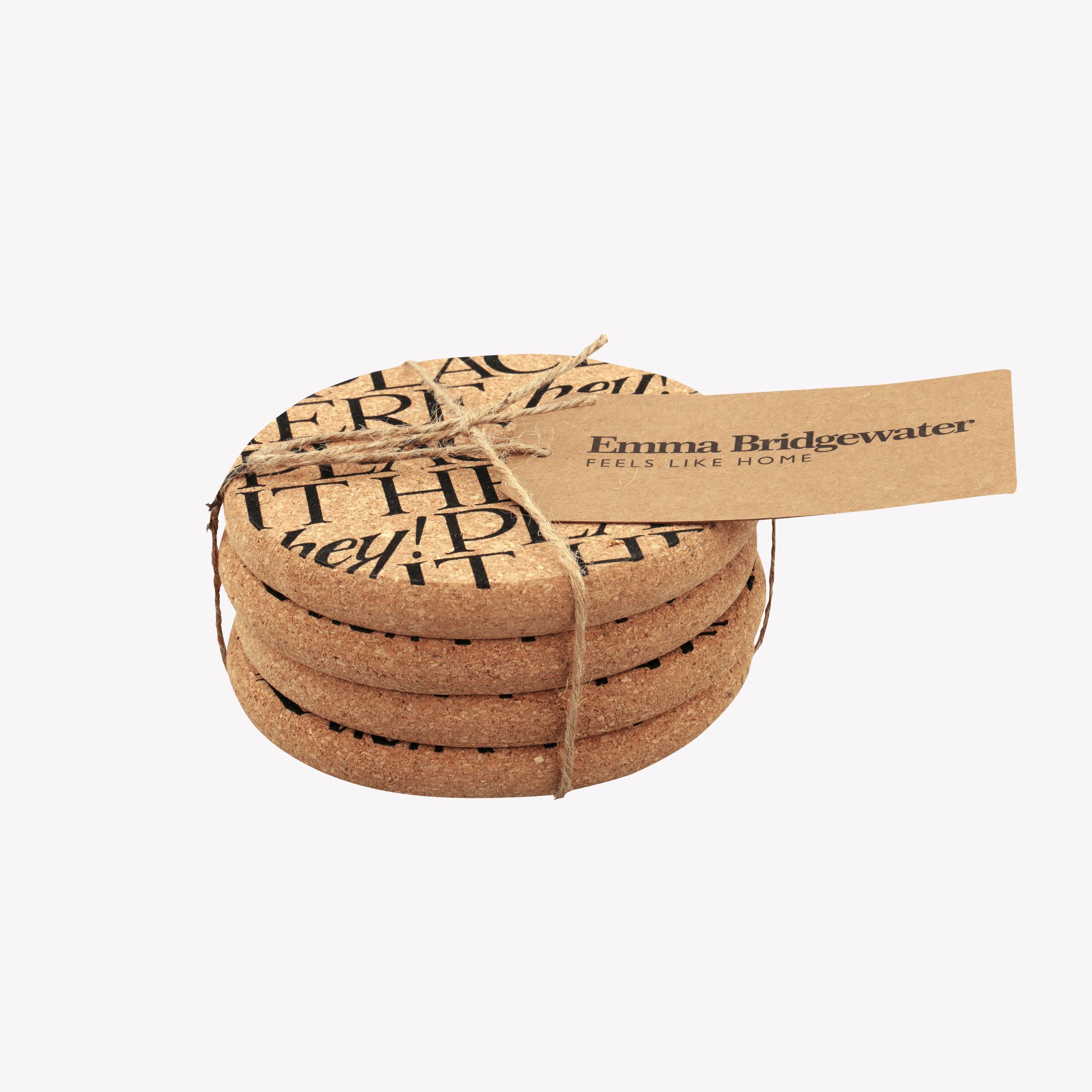 Black Toast Set of 4 Cork Coasters