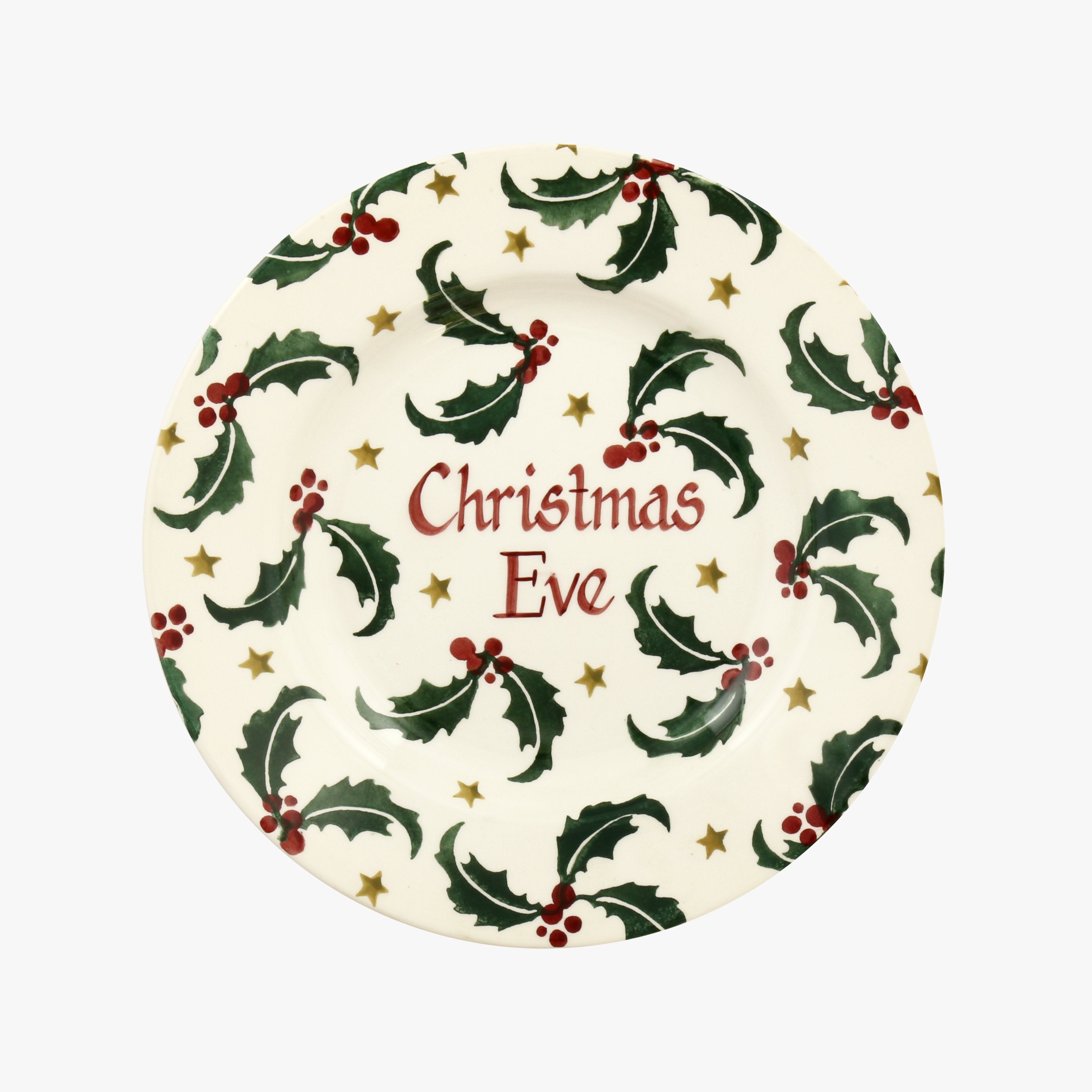 Personalised Christmas Holly With Star 8 1 2 Inch Plate Emma Bridgewater UK