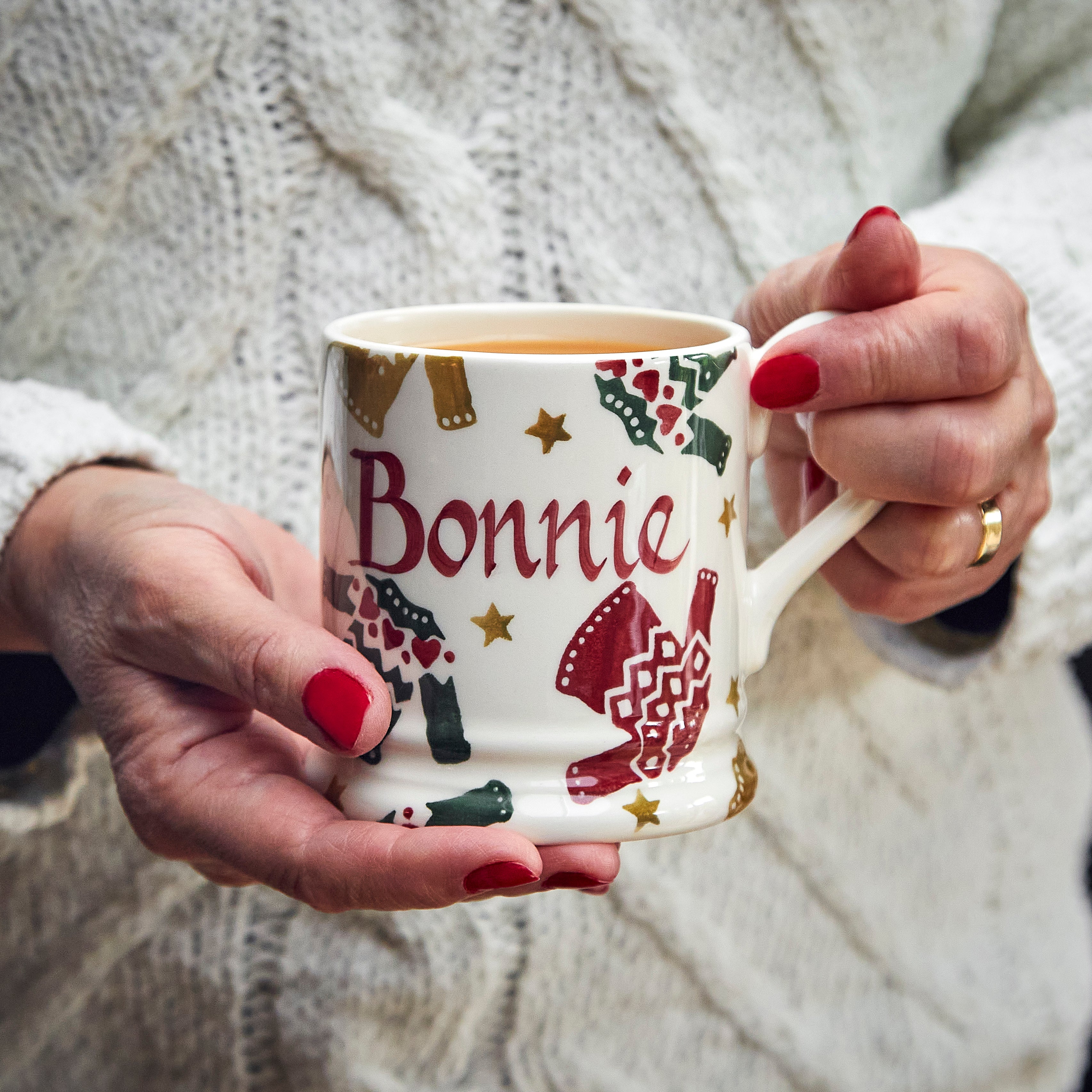 Emma Bridgewater Personalized Save The Children Christmas Jumper Cocoa Mug - Unique Handmade & Handpainted English Earthenware Tea/Coffee Mug - Cust