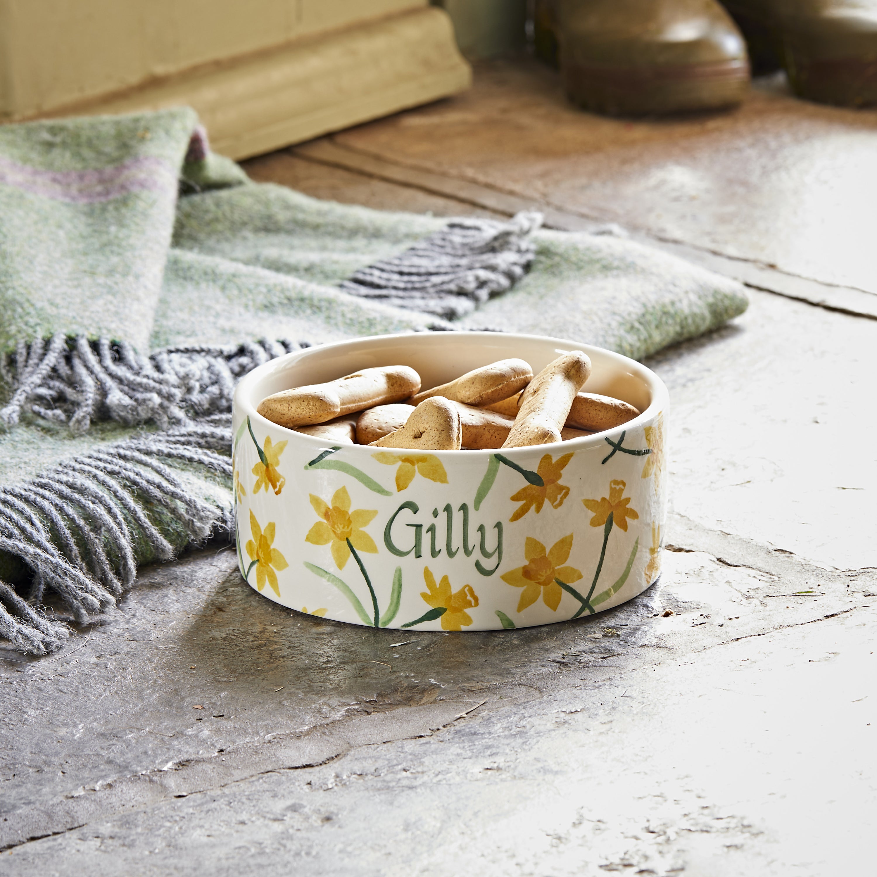 Personalised Little Daffodils Large Pet Bowl