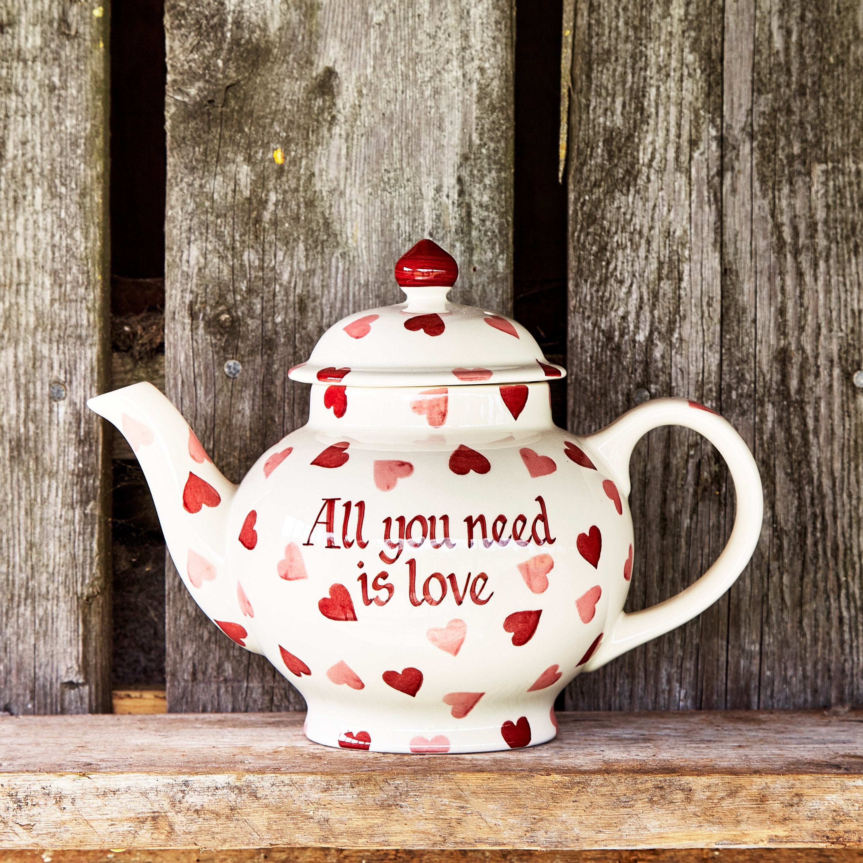 Personalised Pink Hearts 4 Mug Teapot