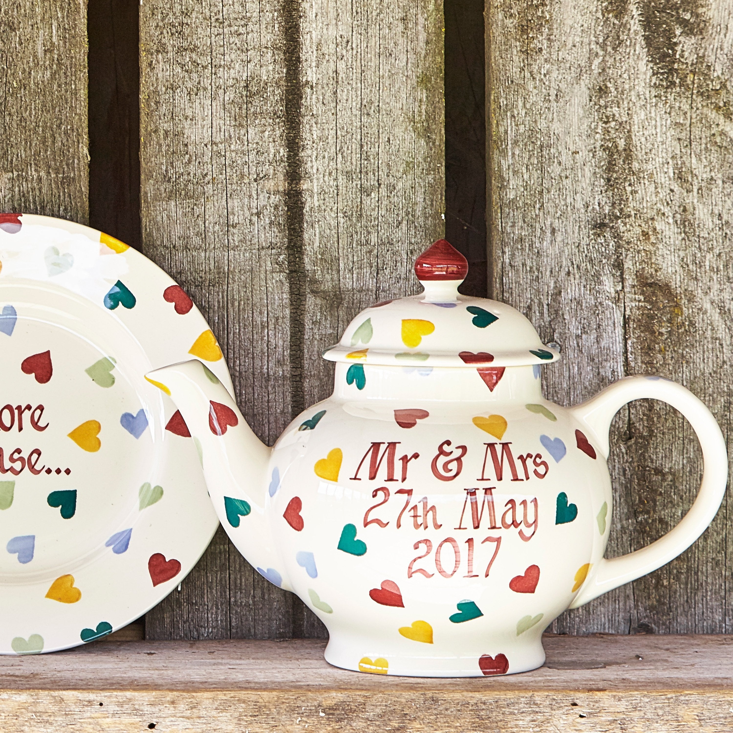 Personalised Polka Hearts 4 Mug Teapot